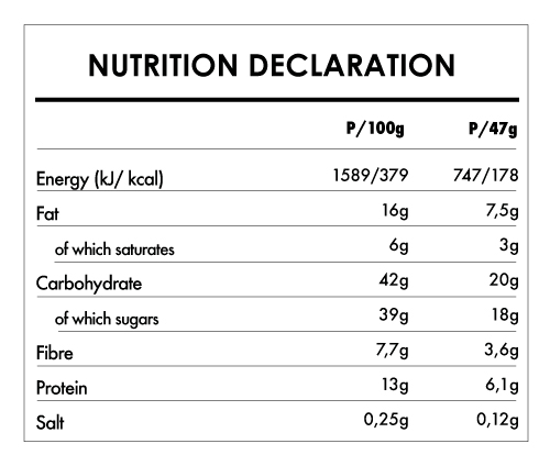 Tabela Nutricional - Buddha Protein Bar Cocoa and Roasted Almonds (15x47g)