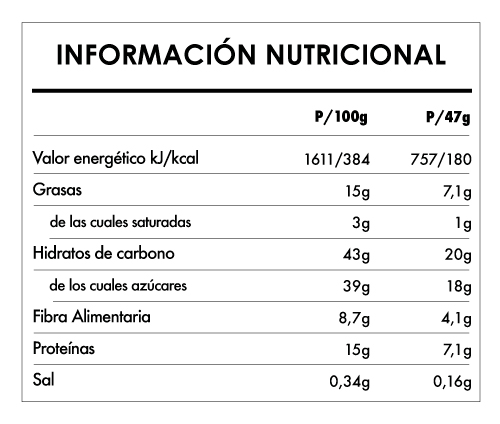 Tabela Nutricional - Buddha Protein Bar Chía Limón y Spirulina (15x47g)