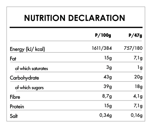 Tabela Nutricional - Buddha Protein Bar Chia Lemon and Spirulina (15x47g) 