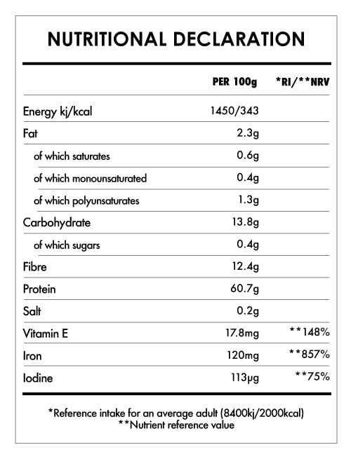 Tabela Nutricional - Chlorella Powder Bio
